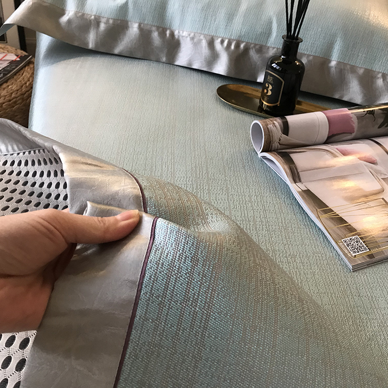 Kampo health ice silk mat three-piece set plain simple mat 1 5 1 8m bed air-conditioning soft seat can be washed