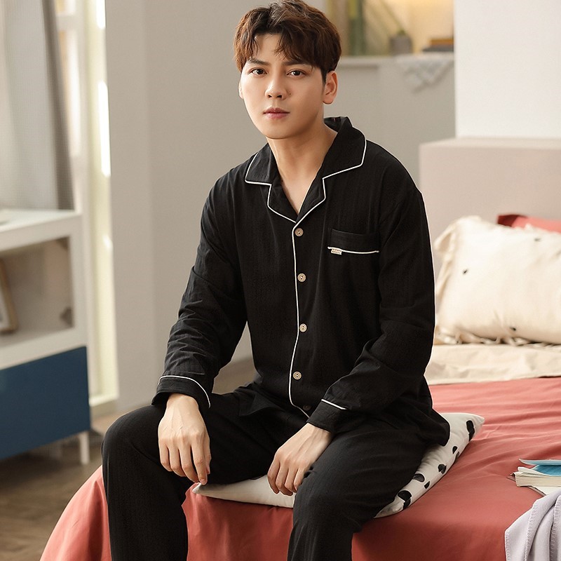 Sleeping Pants Sleepwear Men's Spring Autumn Season Pure Cotton Long Sleeves 2021 New Youth Boy Autumn Winter College Student Dormitory Suit