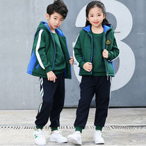 Shenzhen kindergarten clothes suit thickened Three sets of sweatshirt childrens sports class clothes students school uniforms winter sports clothes