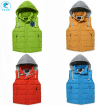 Childrens autumn and winter plus velvet horse clip detachable hooded vest small medium and large class waistcoat cross-century vest green zipper