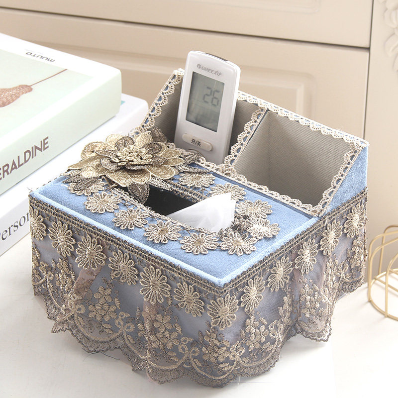Eurostyle cloth Lace Tea tea table Multi-functional paper towel box Desktop containing box Creative Living room Dining Room Toilet Paper Box
