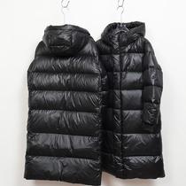 High-end black gold goose down jacket for women 2024 winter long thickened and warm mens coat extremely cold over the knee extra thick winter coat