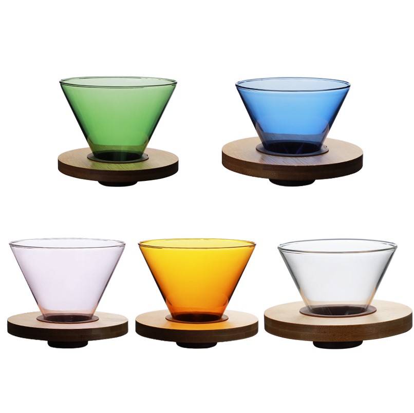 Household hand-brewed coffee filter cup color heat-resistant glass filter paper cup log base drip filter