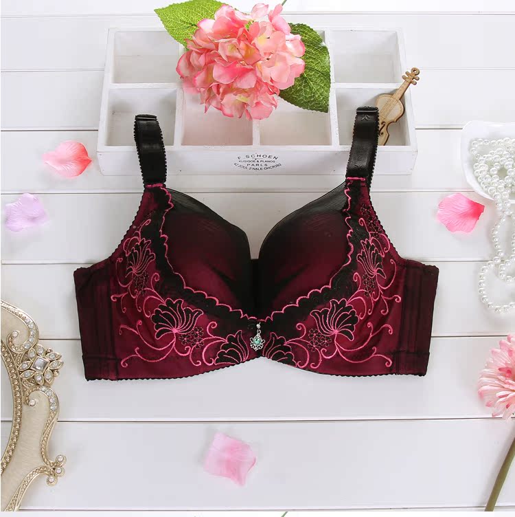 Phần mỏng tập hợp để điều chỉnh các loại áo ngực cỡ lớn C cup bra lớn chất béo mm chống ánh sáng đồ lót ren nữ gợi cảm ao nguc