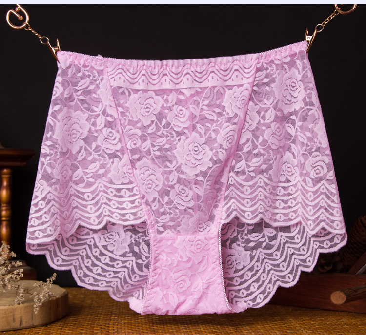 Cộng với phân bón XL chất béo mm nữ đồ lót ren cao eo gợi cảm thoáng khí cotton tập in quần liền mạch bikini đẹp