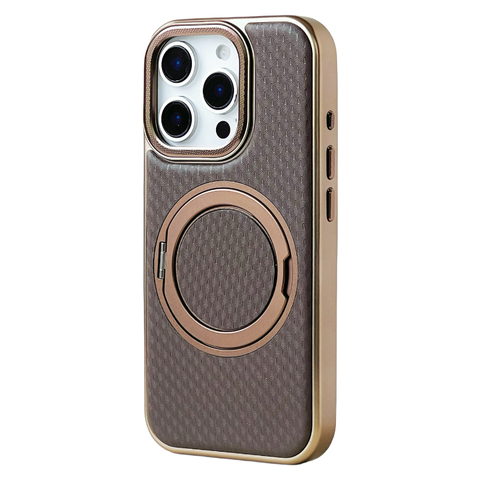 Woven Pattern Magnetic Ring Kickstand iPhone Case