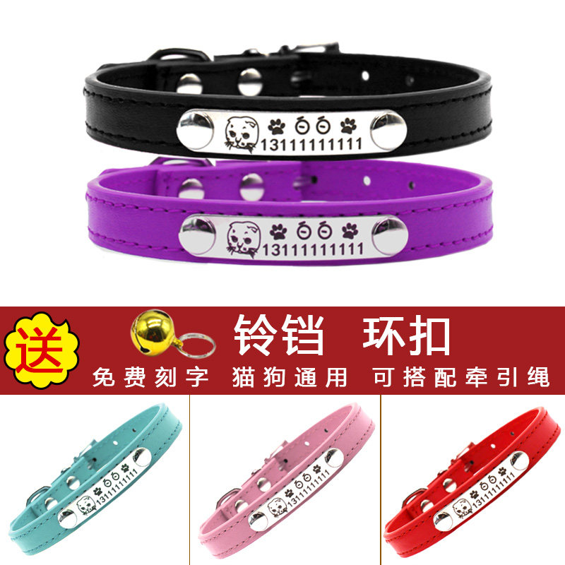 Customized inscription cat neck collar dog collar anti-loss identity card Teddy collar