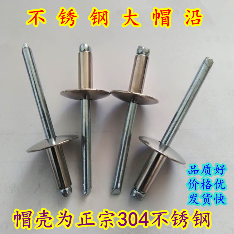 Authentic 304 stainless steel big brim core pulling rivets Big flat head steel rivets Big brim pull nails Big head steel pull nails