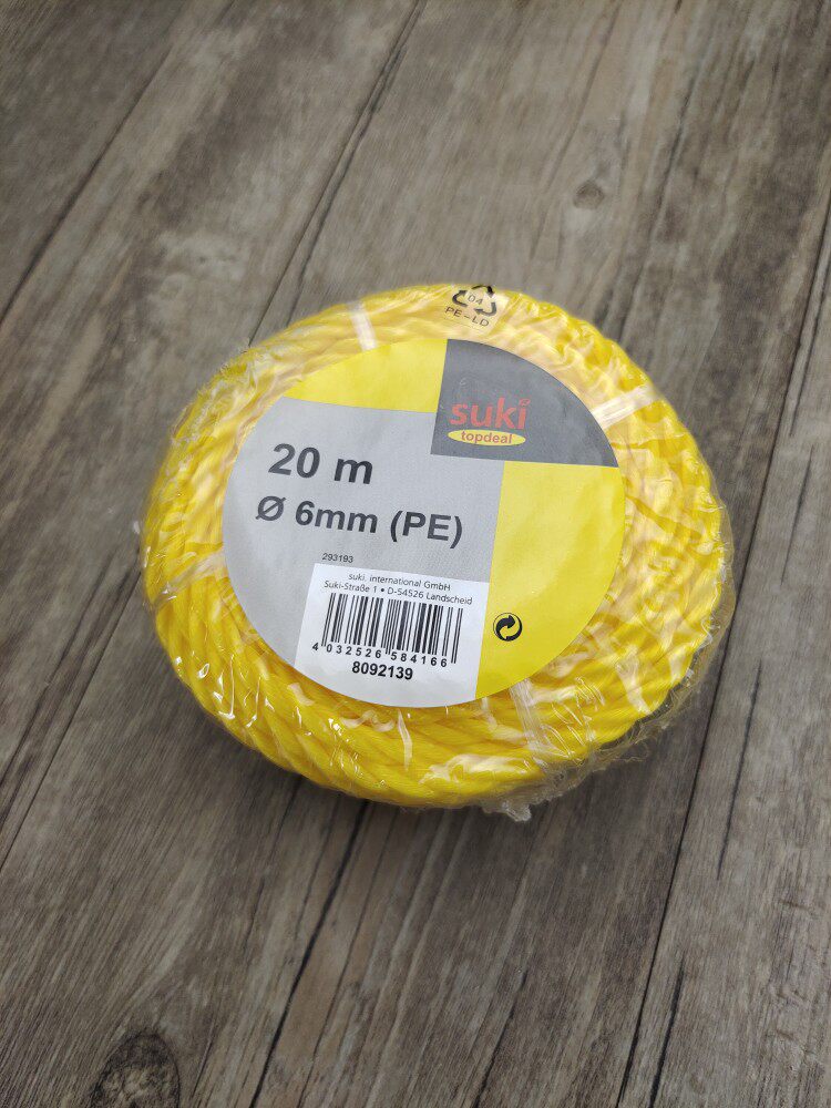 Nylon rope sub 20 m 6mm (PE) multipurpose rope packing colour random hair