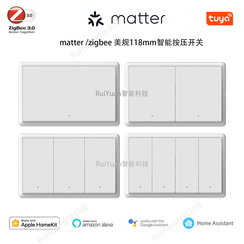 Us Standard 118mm Matter Zigbee Wifi Homekit Taiwan Single Zero Live Wire Press Smart Switch Us Standard 118mm Matter Zigbee Wifi Homekit Taiwan Single Zero Live Wire Press Smart Switch