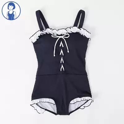 Japanese cute girl dead water Korean students conservative black lace triangle belly thin one-piece swimsuit woman