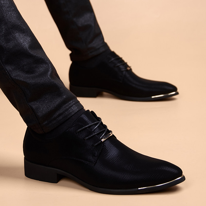 Summer leather shoes young men British business formal wear men's shoes youth increase trend fashion breathable casual leather shoes men