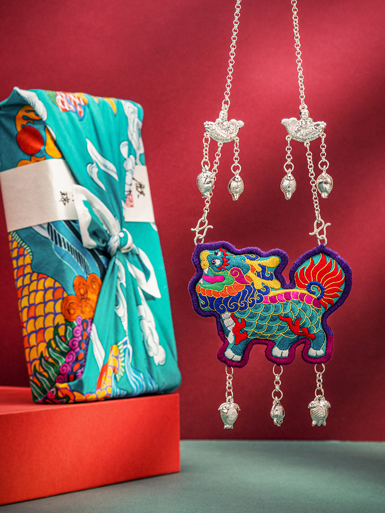 King's Hand Creation Unicorn Long Life Lock Necklace 999 Sterling Silver Hand Embroidery Newborn Full Moon gift Newlywed Pendant Female