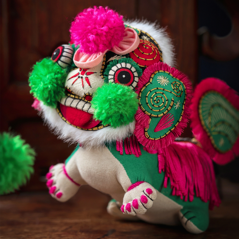 Wang's Original Creation, the Bobblehead Lion Embroidery DIY Doll Material Kit, Fabric Lion Dance, Intangible Cultural Heritage, Mid-Autumn Festival Gift