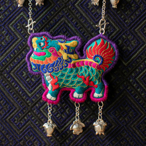 Wangs hand creation unicorn long life lock necklace 999 sterling silver hand embroidered newborn full moon gift wedding pendant female