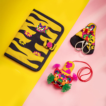 Wangs hand creation embroidery handmade diy material bag needle thread storage bag self-embroidered safety embroidery needle scissors cover