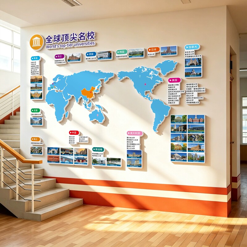 Wall Decoration for Training Institutions, World University and Prestigious School Picture Albums, Prestigious School Goal Walls, School Culture Classroom Layout Qt