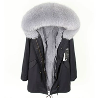 Черный+серый+серый воротник лисы D24