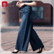 Buyi Lirenge Women's Pants Classic Hot Style High Waist Denim Wide Leg Pants Long Pants Straight Leg Big Feet Loose Dark Blue