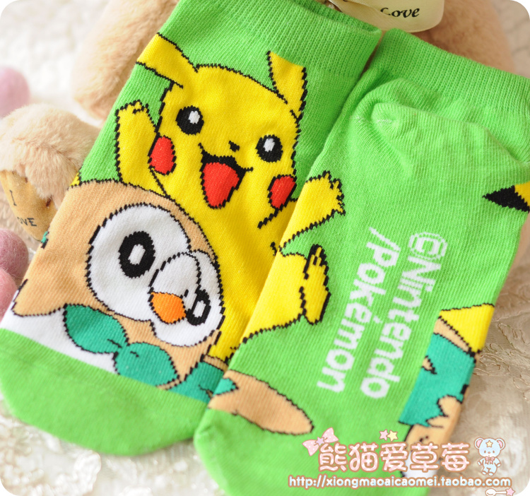 Nhật bản Pokemon Pokemon Pikachu Miao ếch vớ hoạt hình vớ ngắn vớ cotton dễ thương vớ nữ