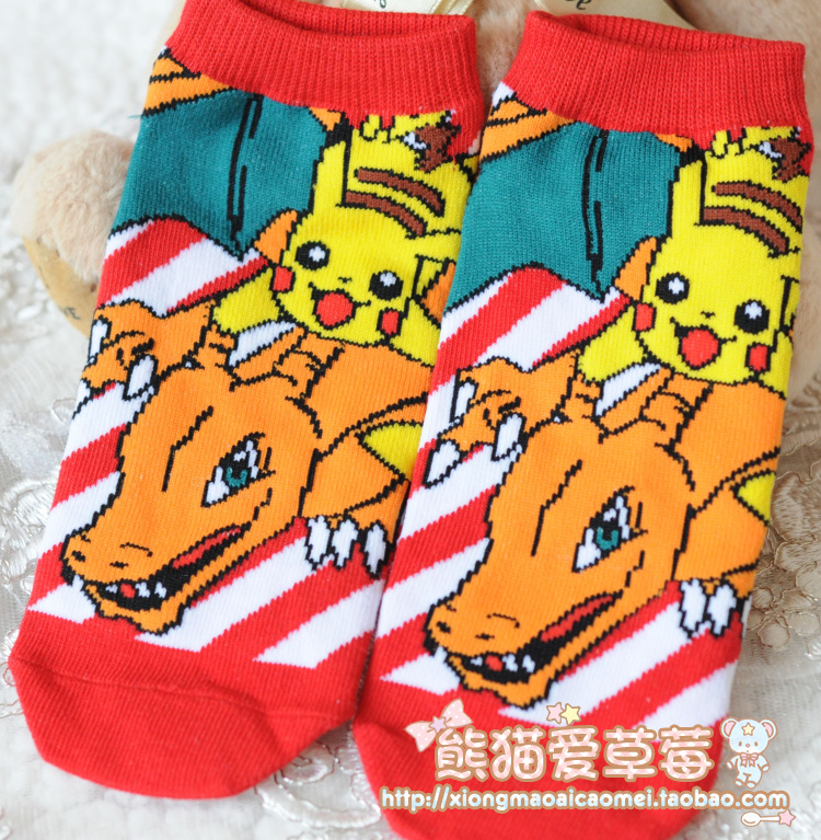 Nhật bản Pokemon Pokemon Pikachu Miao ếch vớ hoạt hình vớ ngắn vớ cotton dễ thương vớ nữ