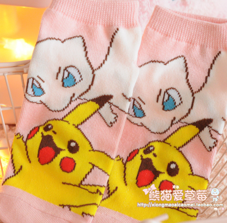 Nhật bản Pokemon Pokemon Pikachu Miao ếch vớ hoạt hình vớ ngắn vớ cotton dễ thương vớ nữ