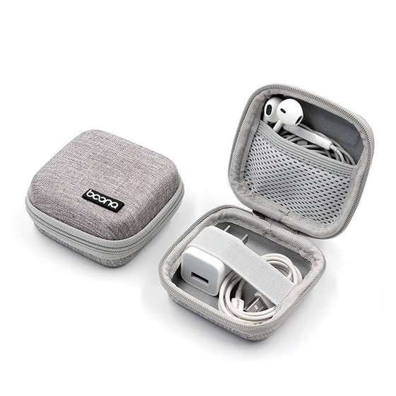 SanCore earphone storage bag data cable storage box mobile phone charger box large mobile hard disk mini compact portable bag U disk digital finishing protective cover net silver U shield bluetooth headset