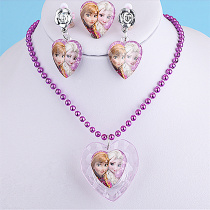 Girl Princess Luminous Necklace Set Love Sa Anna Earrings Ring Girl Luminous Baby Flash Pendant Accessories