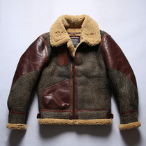 General AVFLY Patton made old sheep leather wool one B3 flight suit jacket men leather jacket men