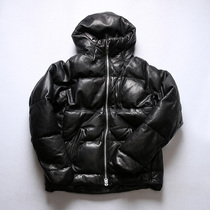 Leather hooded down jacket coat mens wide version of fluffy DuPont cotton Pakistan full plant tanned sheep leather