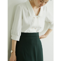 SS STUDIO French design sense niche white shirt female seven-point sleeve foreign commuting early autumn professional shirt