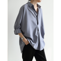 SS STUDIO early autumn shirt female design sense niche profile blue commuter long sleeve lazy chic top