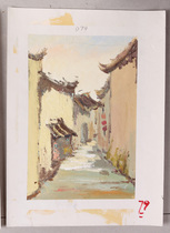 Original gouache painting 4 open color Xitang Wuzhen Wuyuan gouache landscape sketch original living room entrance decorative painting
