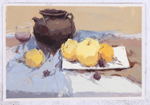 Original gouache painting coffee bar decorative painting sketch 8 open color sketch Chinese Academy of fine color model painting