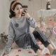 Đồ ngủ nhung san hô của phụ nữ mùa đông dày ngọt ngào phù hợp với thể thao flannel Sinh viên Hàn Quốc mùa xuân và mùa thu dịch vụ nhà quần áo ngủ nữ