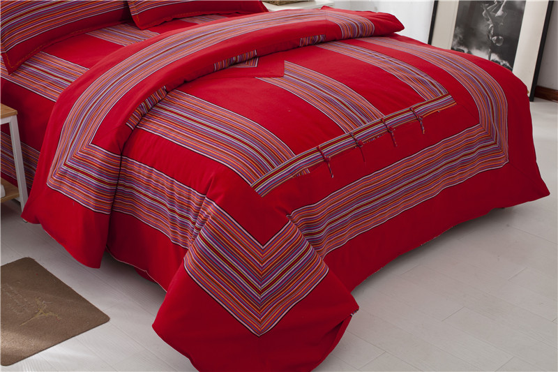 Dày làm bằng tay cũ thô bông bốn mảnh sọc đôi giường đơn quilt đám cưới 1,5 1,8 2 m giường
