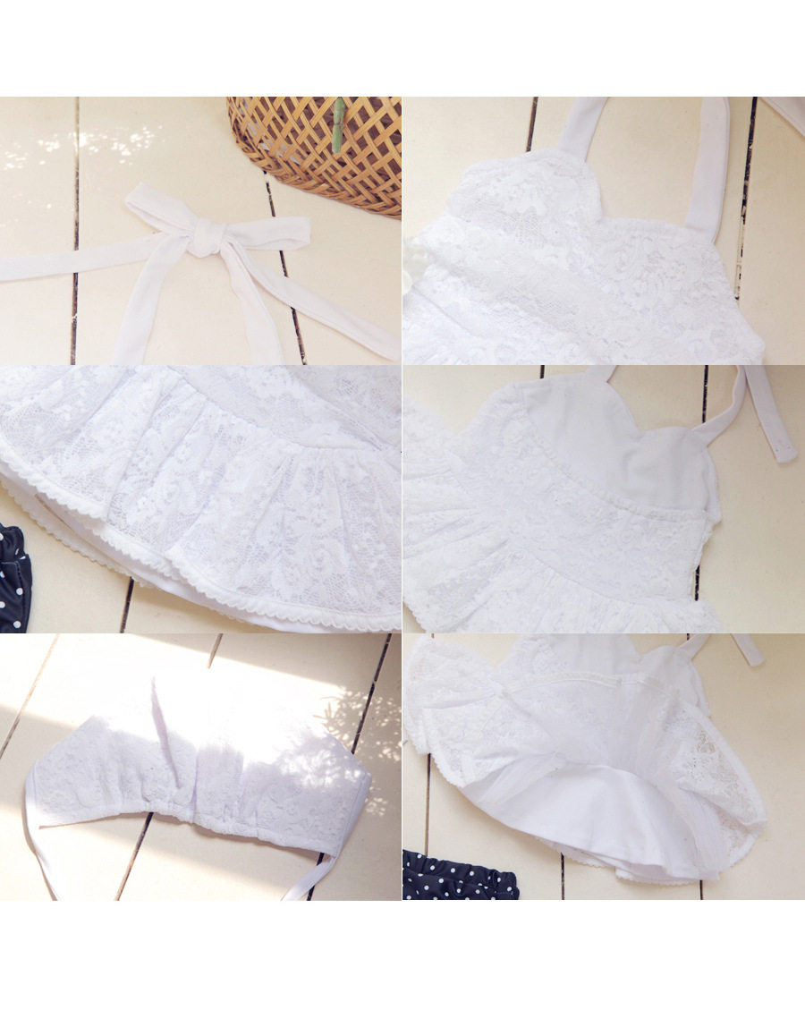 Children's swimsuit girl baby lace white girl infant one-piece skirt Korean sunscreen baby swimsuit