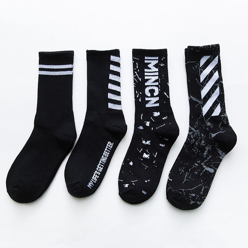 Black stockings tide brand personality street socks men's stockings Japanese fashion high hip-hop high waist Joker high barrel