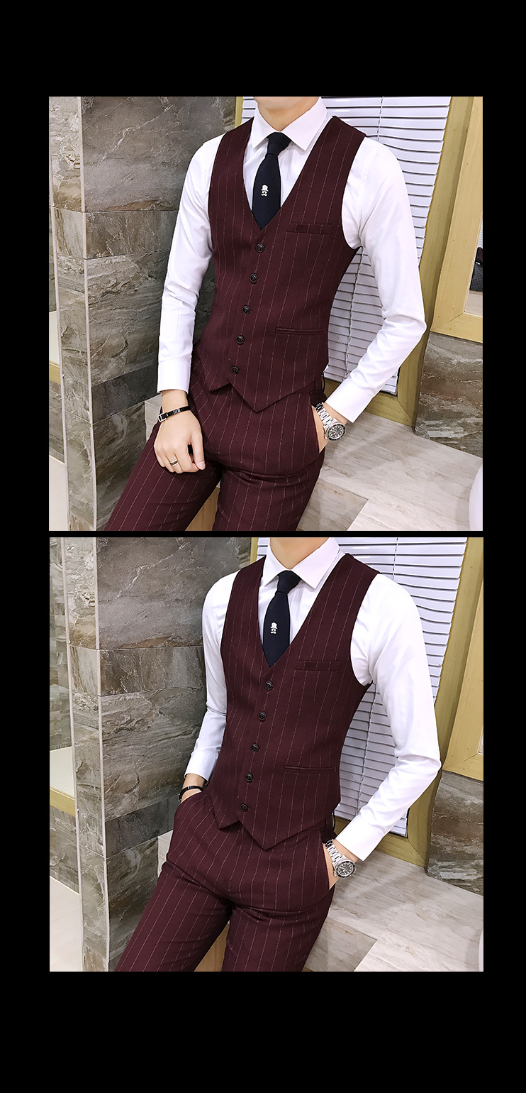 Thợ làm tóc Cửa hàng cắt tóc Hair Stylist Bar KTV Nhân viên phục vụ nam Quần áo kẻ sọc Vest Quần âu đồ bộ kiểu