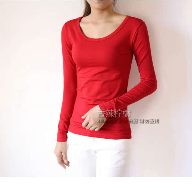 Mùa thu và mùa đông size lớn Áo thun nữ dài tay Áo mỏng mỏng màu rắn đáy áo cổ tròn áo ngắn Áo thun mùa thu quần áo thủy triều áo phông nữ dài tay