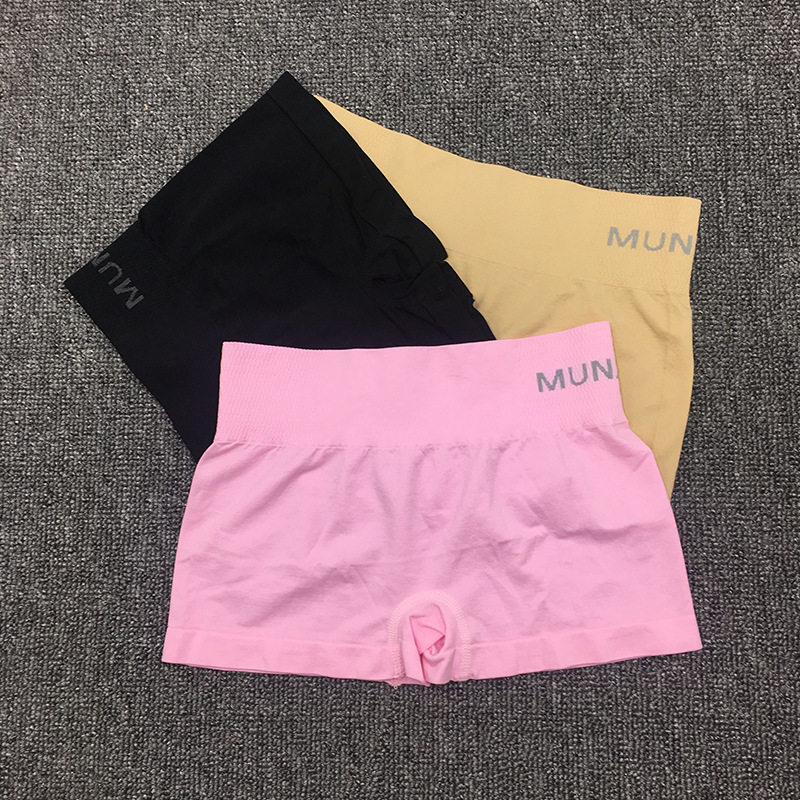 Unisex panties shared by sexy couples with the same style through-wear abdomen seamless body sculpting flat four-corner letter mid-waist short
