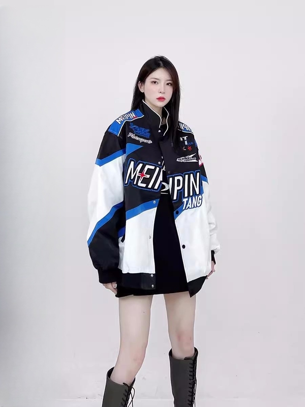 Baseball Jacket for Men and Women, Autumn American Street Racing Style, Trendy High Street Brand, Cool Loose Biker Jacket