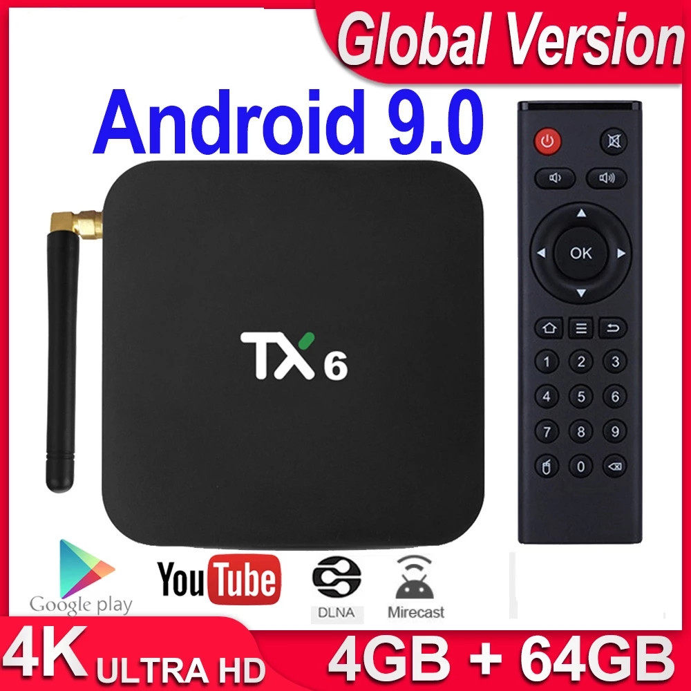 TX6 Allwinner H6 set-top TV box 4k network player Android 9 0 64G voice remote control Bluetooth