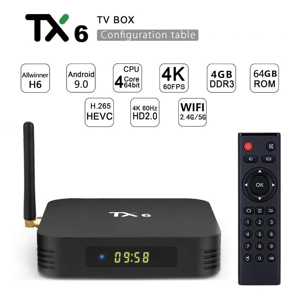 tx6 TV foreign trade box 4k network player Allwinner H6 native Android 9 0 dual-band 5GWIFI bluetooth