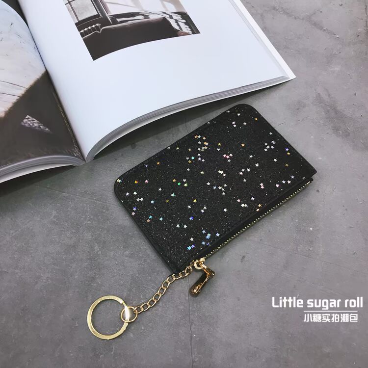 2018 phiên bản tiếng Hàn mới của ví nữ ngắn đoạn in sequin hoang dã mini ví nữ gói thẻ ví tiền xu ví local brand