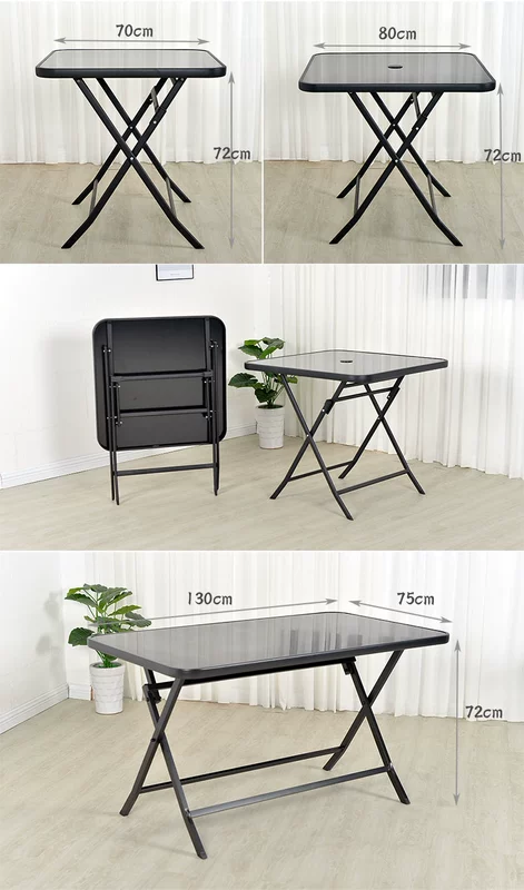 Bàn vuông gấp bàn tròn bàn hình chữ nhật kính cường lực màu đen mặt nước mẫu ban công bàn nhỏ bàn ăn bàn cà phê bàn ​​ngoài trời - Bàn bàn làm việc xếp gọn thông minh