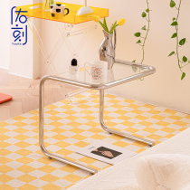 Nordic ins style blogger transparent side small household medium glass corner table creative stainless steel small table