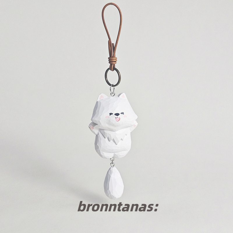 Wooden Carving Samoyed Puppy Keychain Keyring Best Friend Birthday Gift Backpack Pendant Small Ornament for Girls Wooden Carving Samoyed Puppy Keychain Keyring Best Friend Birthday Gift Backpack Pendant Small Ornament for Girls
