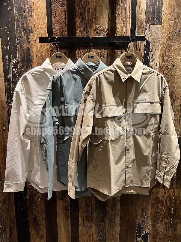 35 mm Hong Kong IZZUE 22 Spring male symmetrically symmetrically pocket casual and long sleeved shirt 8126
