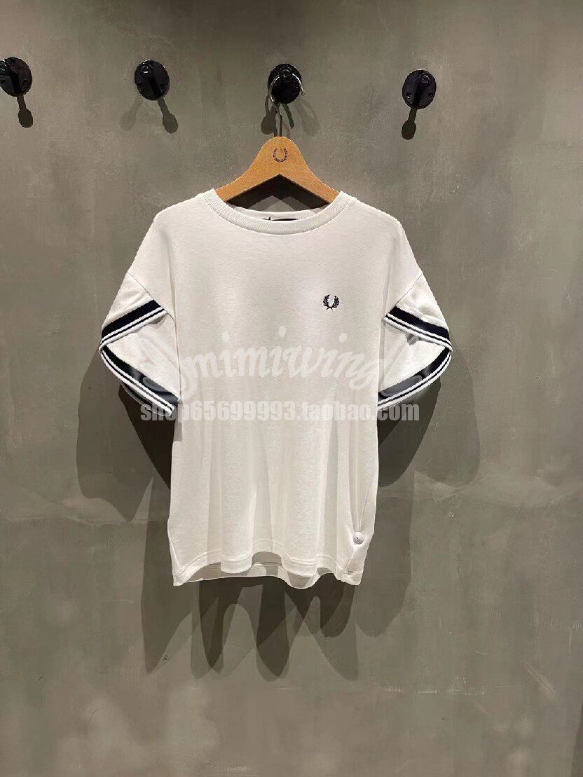 51% off Mimi Hong Kong FRED PERRY 22 summer women's stitching cuff details short-sleeved T-shirt 3151